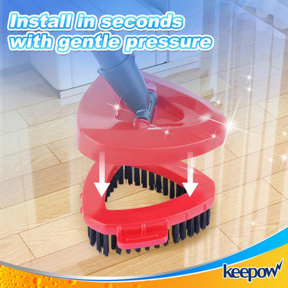 Keepow Mop Heads + Scrub Brush Replacement Set Compatible with Spin Mop and Bucket 1 Tank System