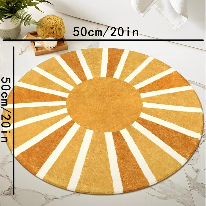 Sun Shaped round Carpet, 1 Count Non-Slip Soft Floor Mat, Decorative Area Rug for Home Living Room Bedroom, Bedroom Decor