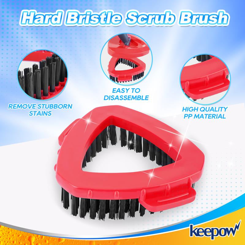 Keepow Mop Heads + Scrub Brush Replacement Set Compatible with Spin Mop and Bucket 1 Tank System