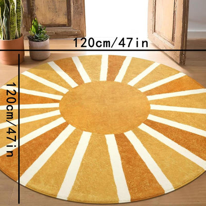 Sun Shaped round Carpet, 1 Count Non-Slip Soft Floor Mat, Decorative Area Rug for Home Living Room Bedroom, Bedroom Decor