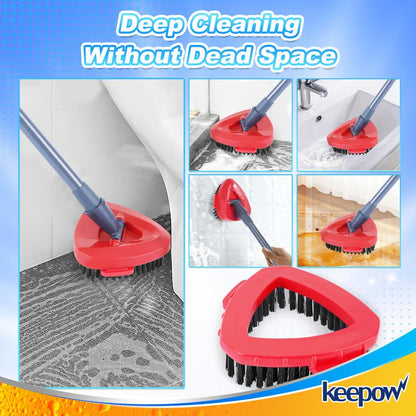 Keepow Mop Heads + Scrub Brush Replacement Set Compatible with Spin Mop and Bucket 1 Tank System